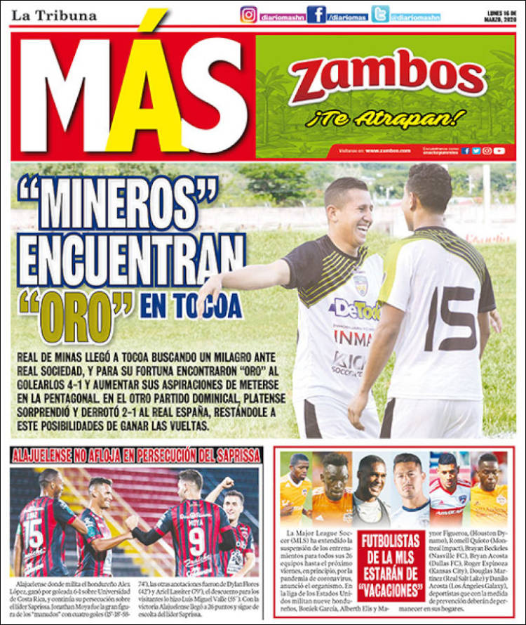 Portada de Diario Más (Honduras)