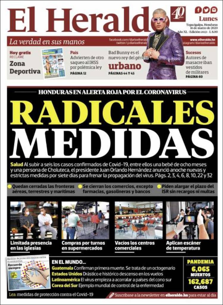 Portada de El Heraldo (Honduras)