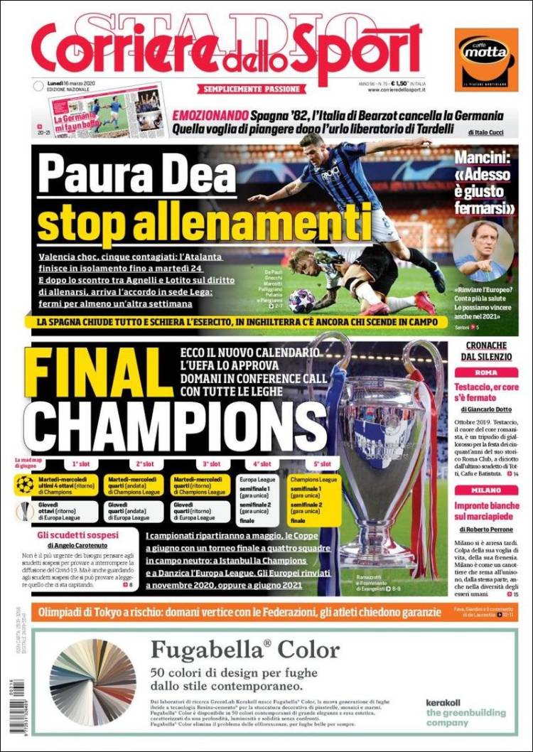 Portada de Corriere dello Sport (Italia)