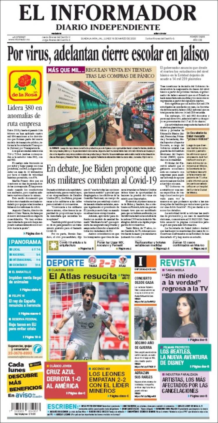 Portada de El Informador (México)