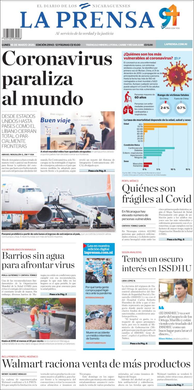 Portada de La Prensa (Nicaragua)
