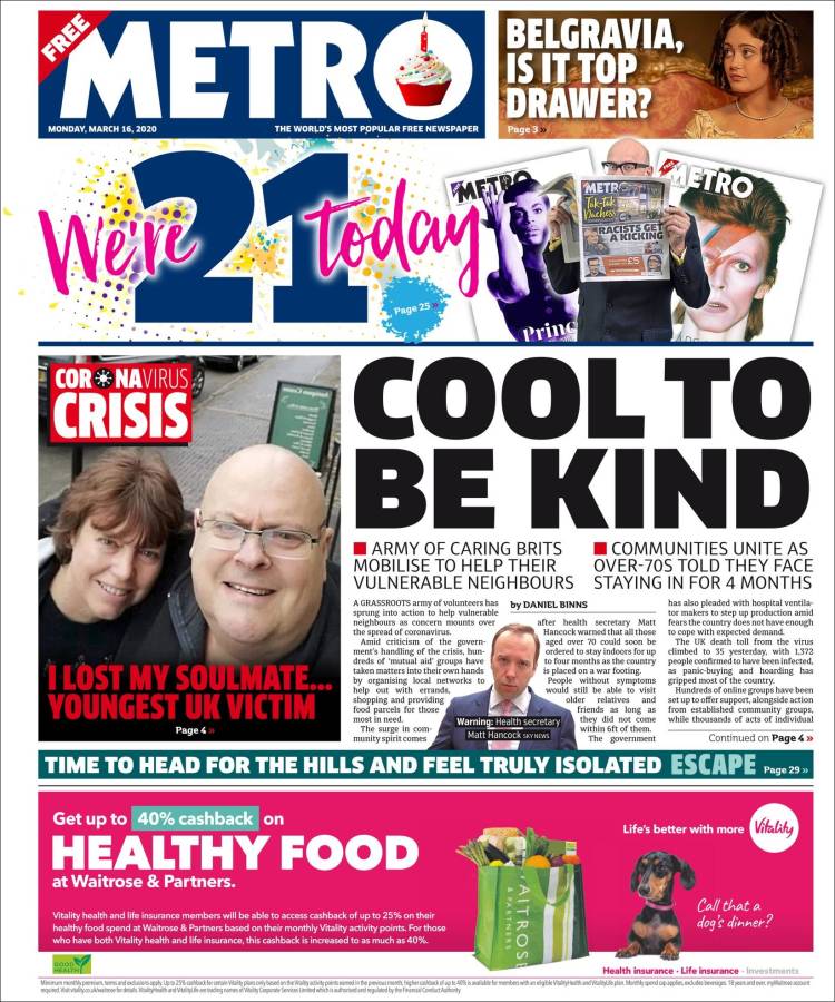 Portada de Metro (Reino Unido)