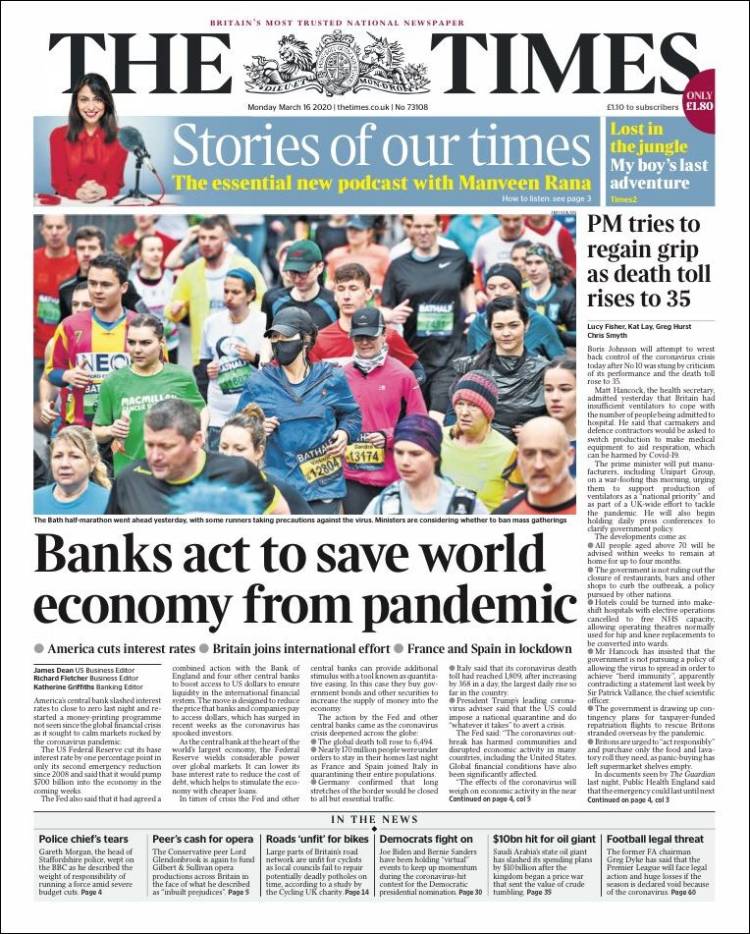 Portada de The Times (Reino Unido)