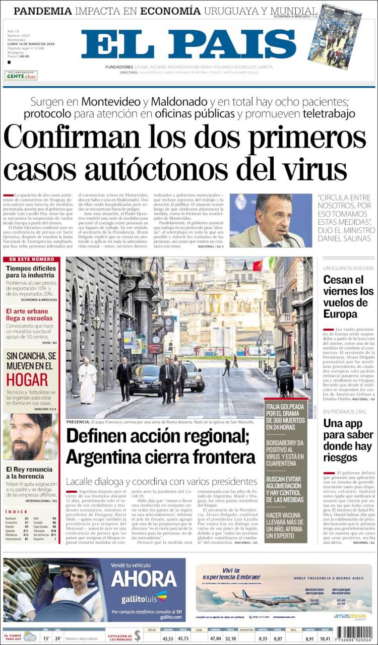 Portada de El País (Uruguay)