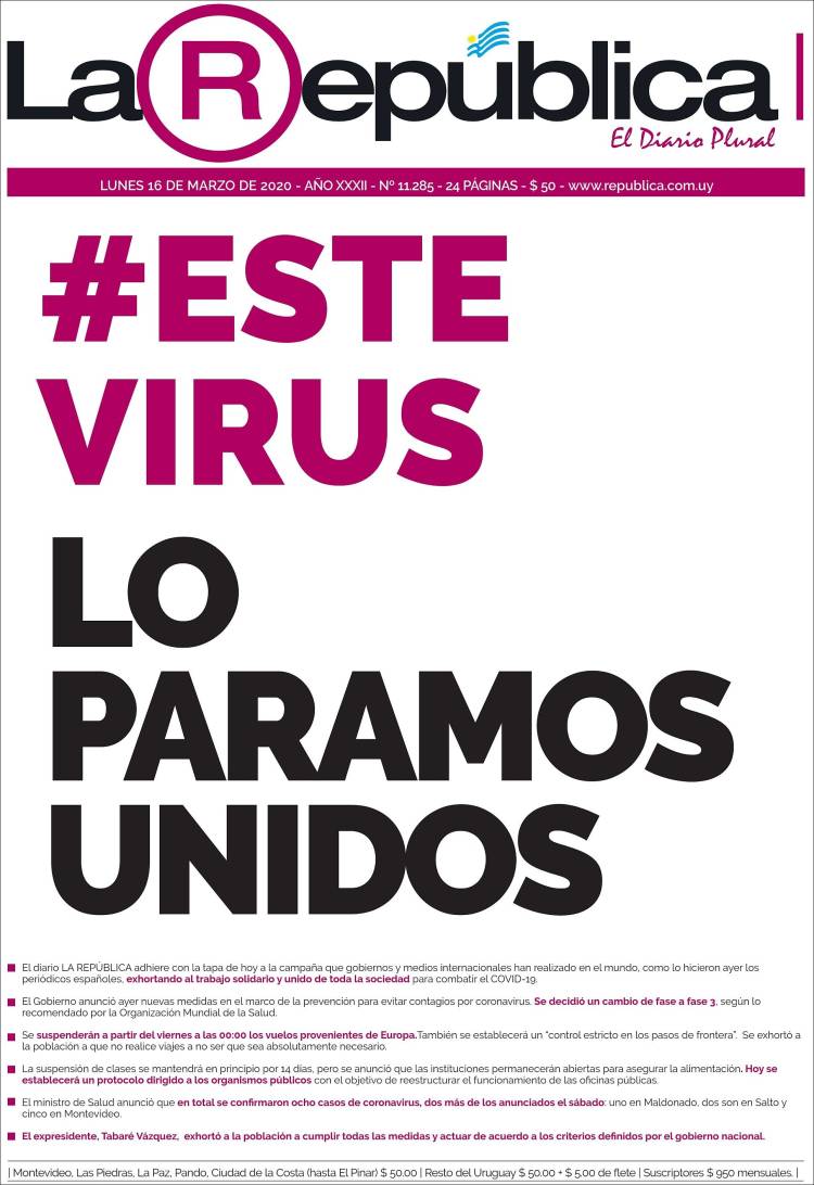Portada de La República (Uruguay)