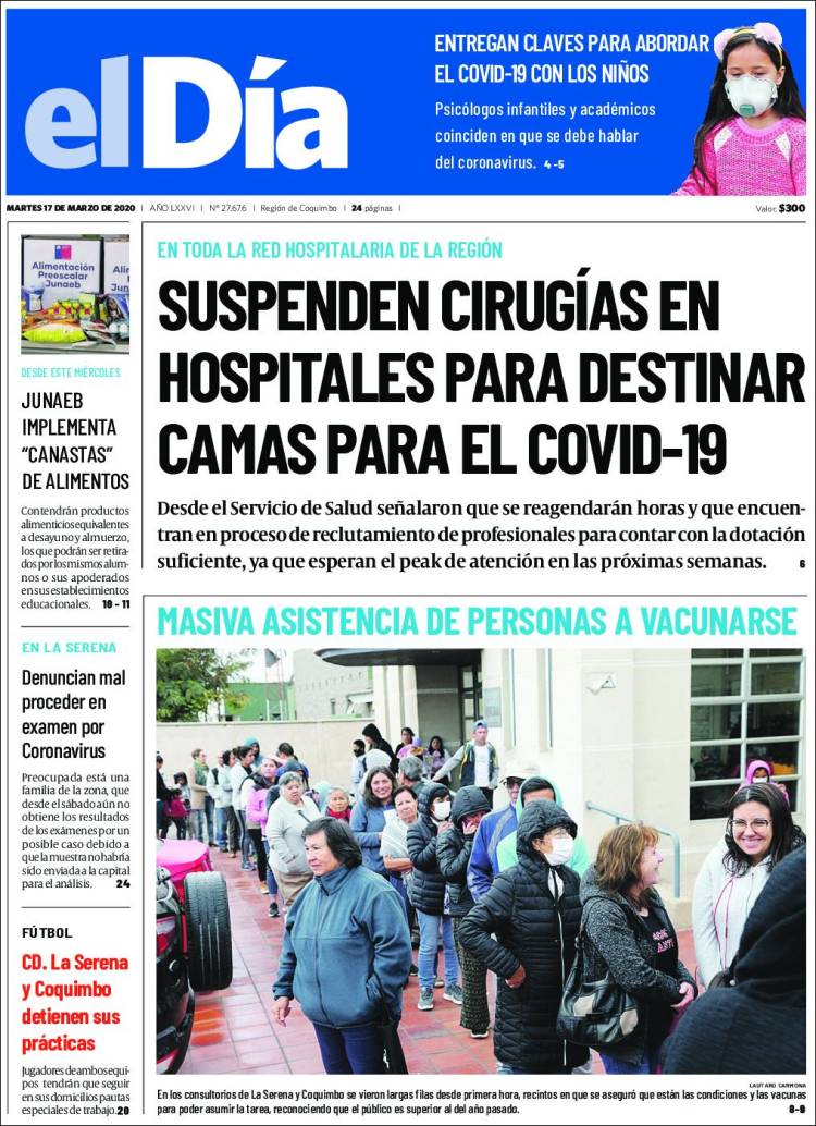 Portada de El Día (Chile)