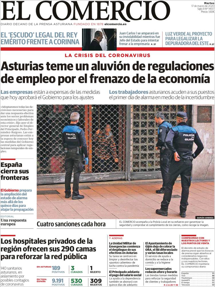 Portada de El Comercio (España)
