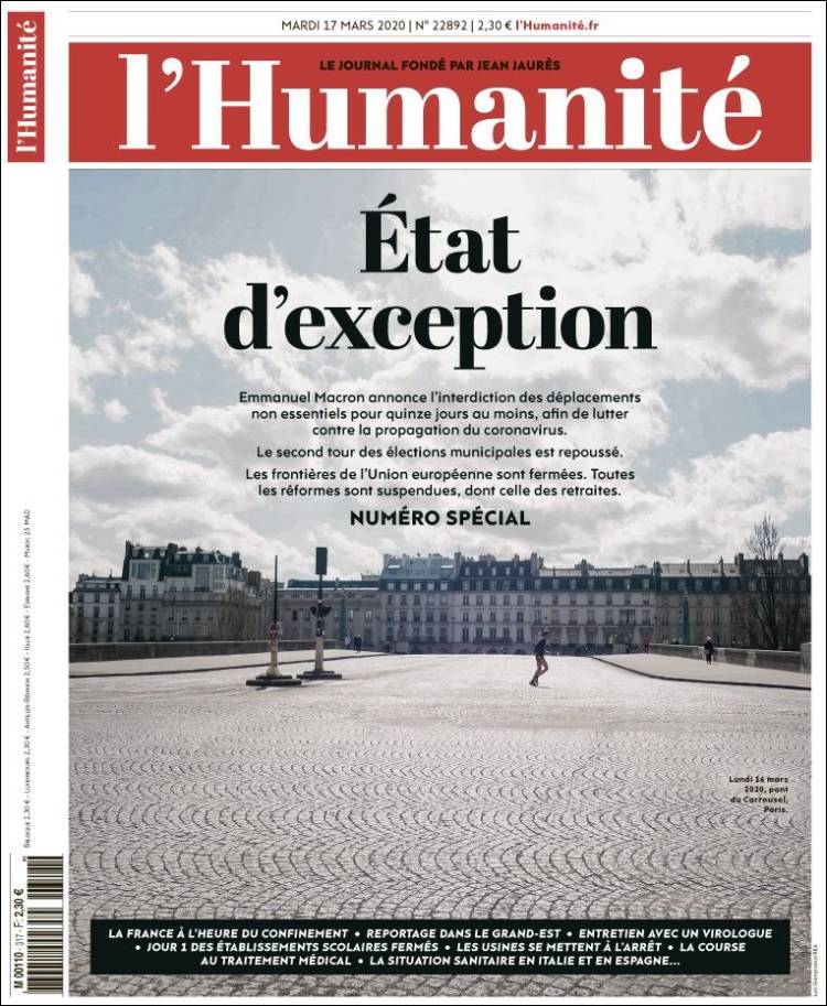 Portada de l'Humanite (Francia)