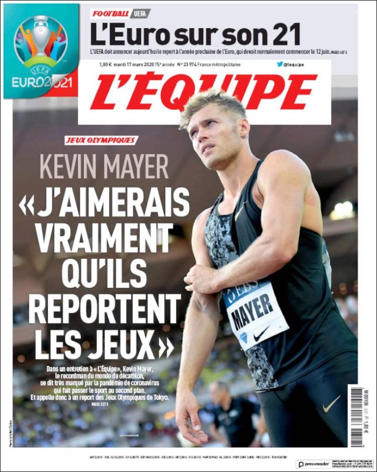 Portada de L'Equipe (Francia)