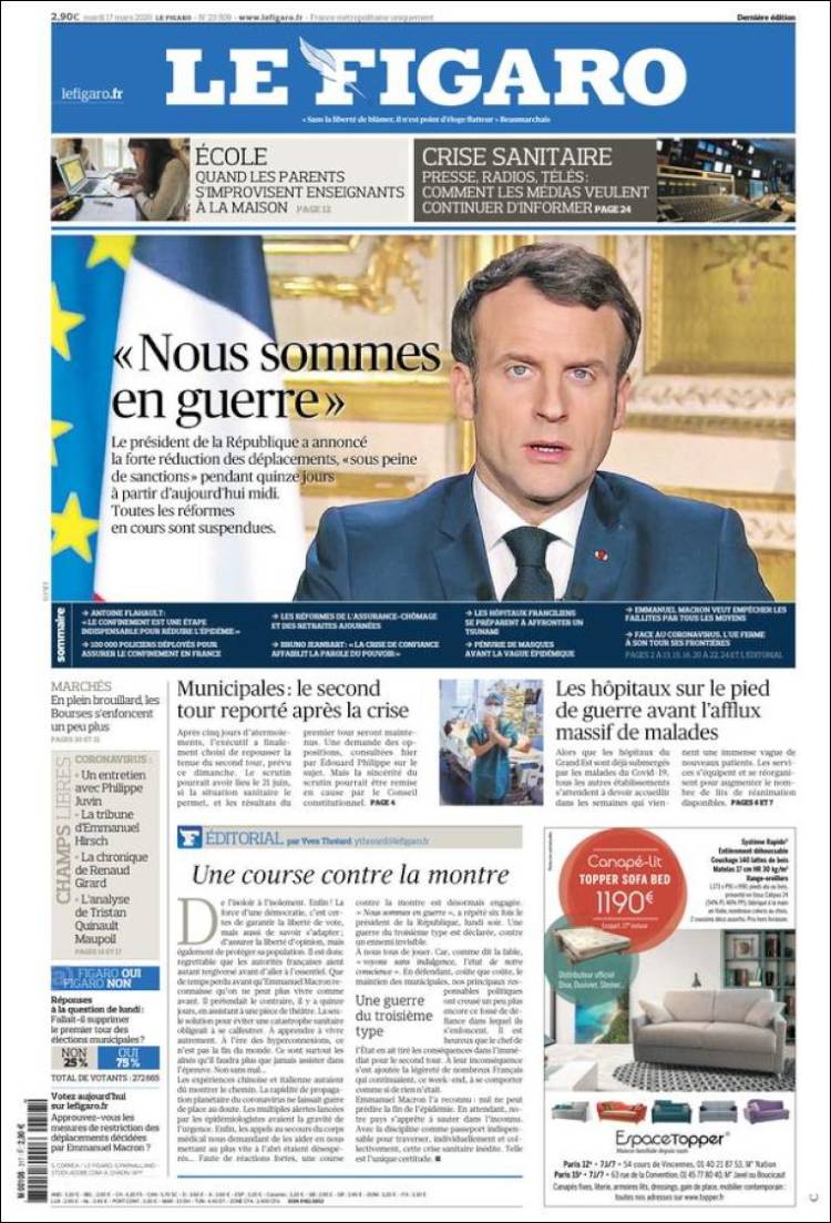 Portada de Le Figaro (Francia)