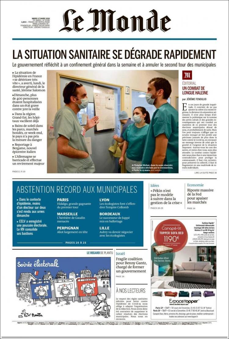Portada de Le Monde (Francia)