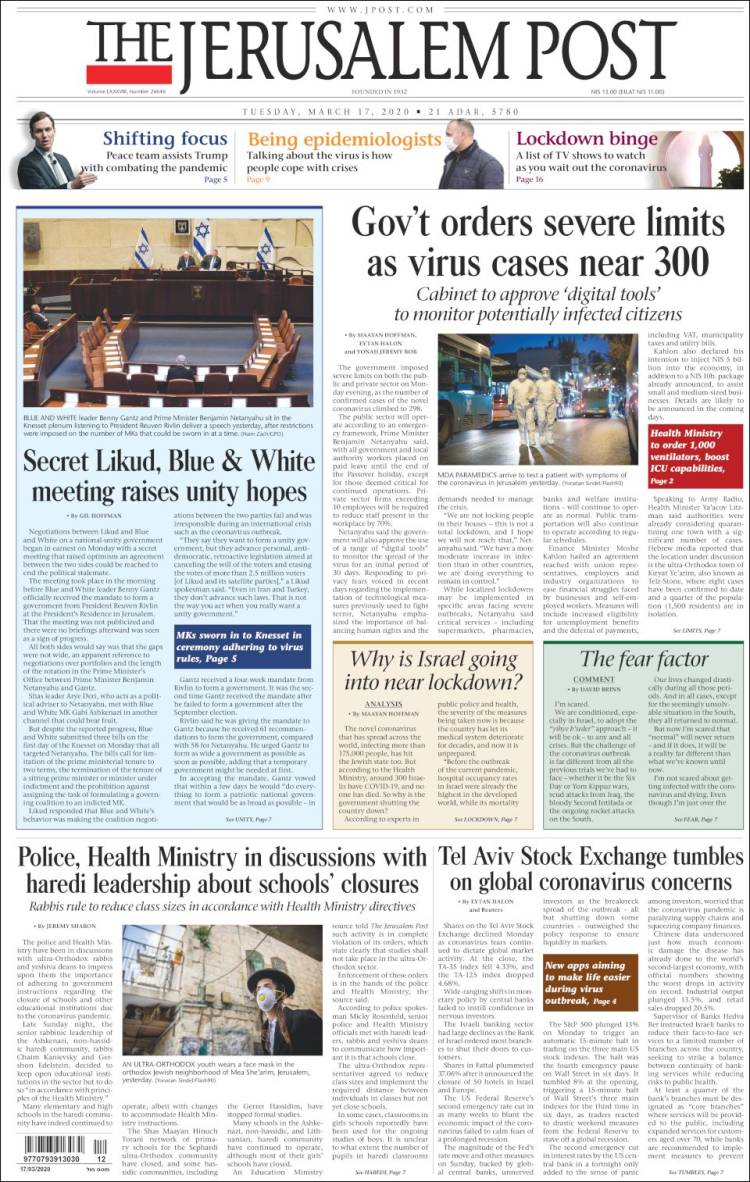 Portada de The Jerusalem Post (Israel)