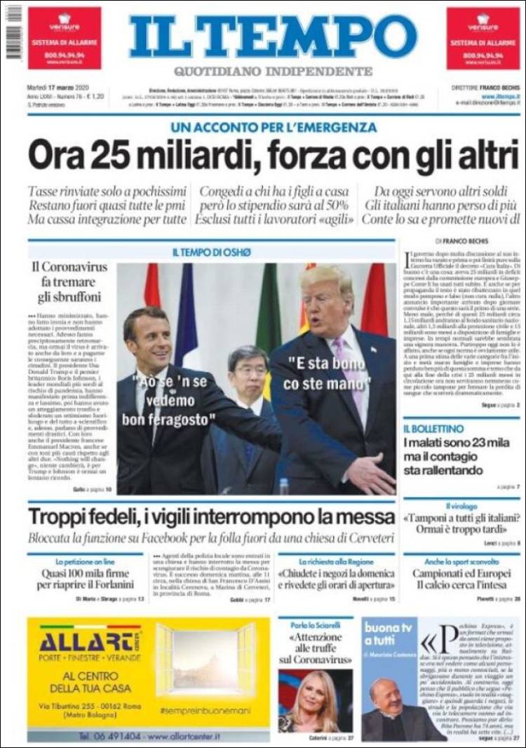 Portada de Il Tempo (Italia)