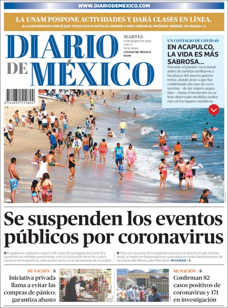 Periódico Diario De México México Periódicos De México Edición De Martes 17 De Marzo De