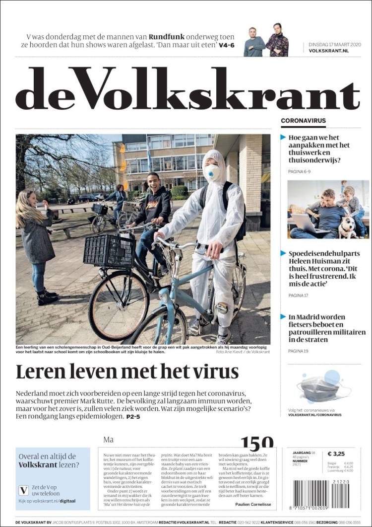 Portada de De Volkskrant (Pa&iacute;ses Bajos)