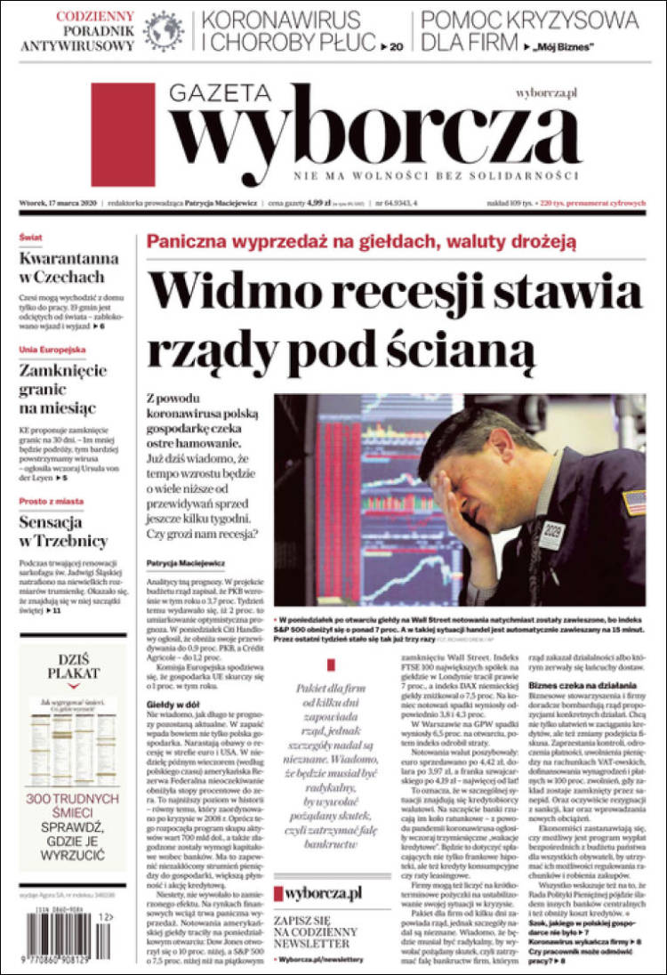 Portada de Gazeta Wyborcza (Polonia)