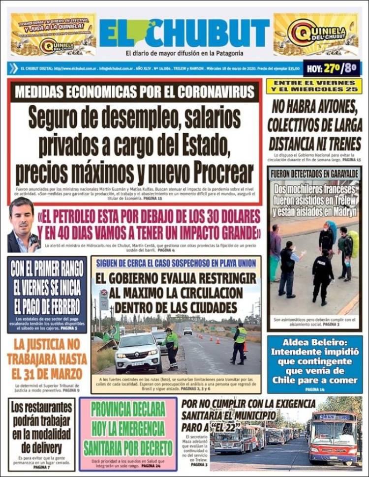 Portada de El Chubut (Argentina)