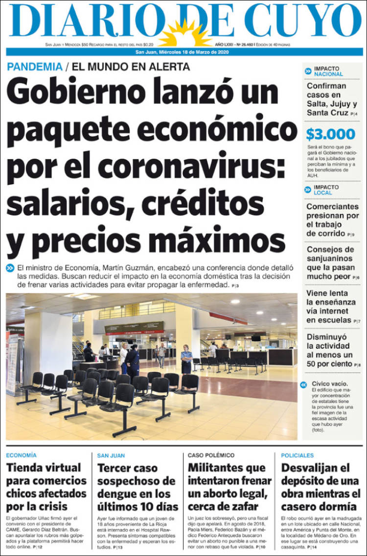 Portada de Diario de Cuyo (Argentina)