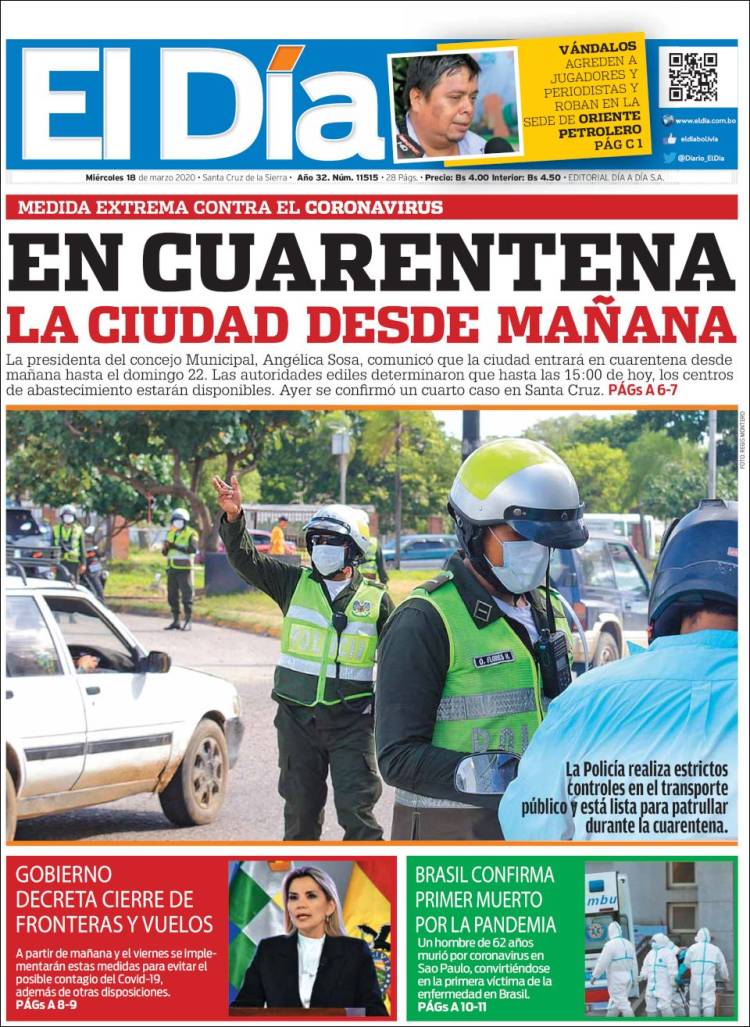 Portada de El Día (Bolivia)