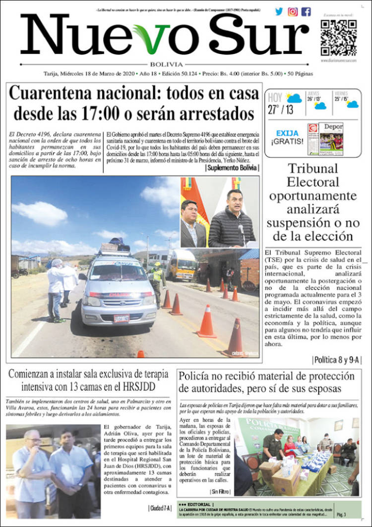 Portada de Nuevo Sur (Bolivia)
