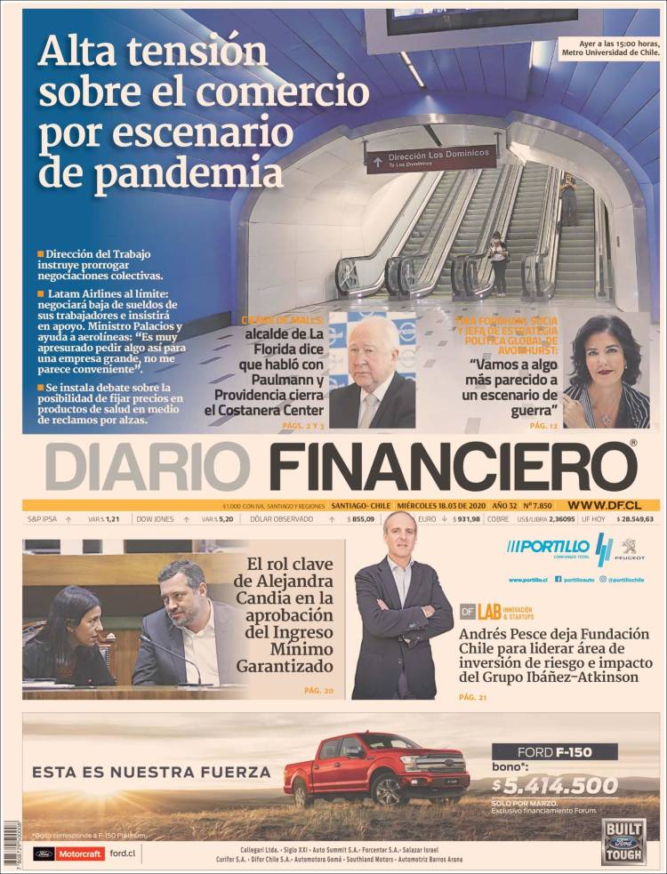 Portada de Diario Financiero (Chile)