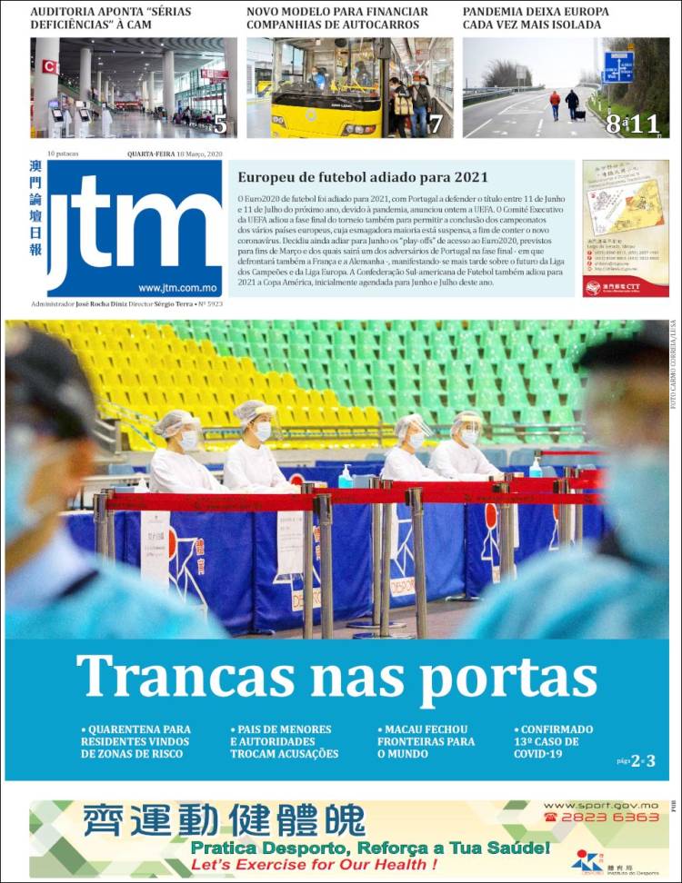 Portada de Jornal Tribuna de Macau (China)