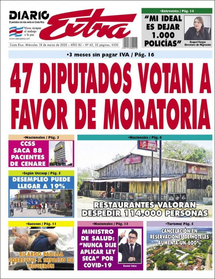 Portada de Diario Extra (Costa Rica)