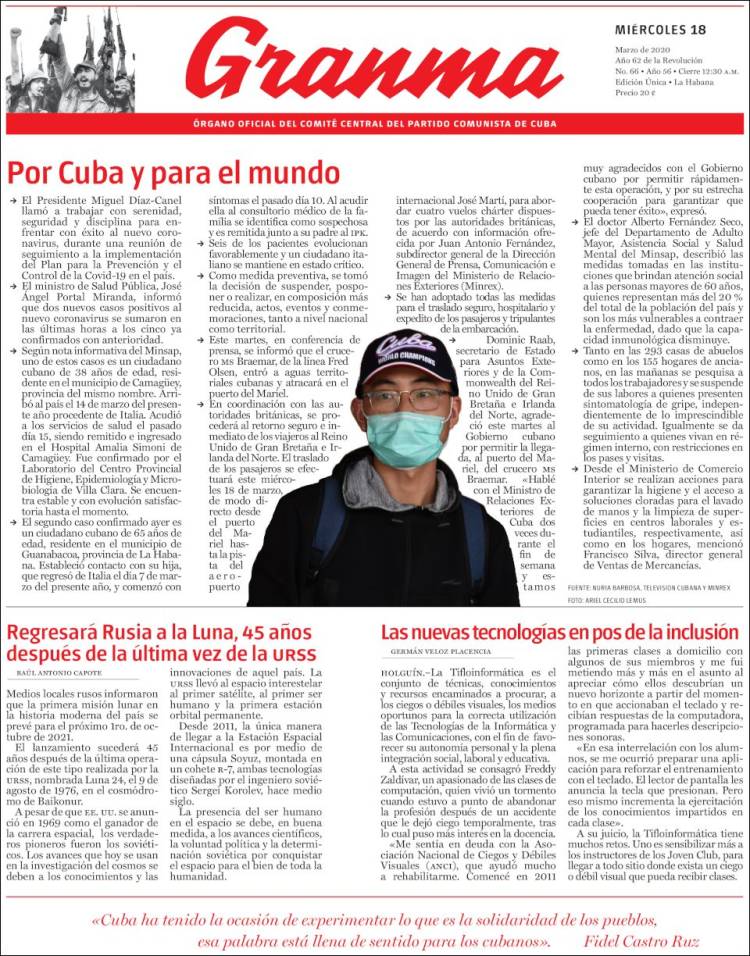 Portada de Granma (Cuba)
