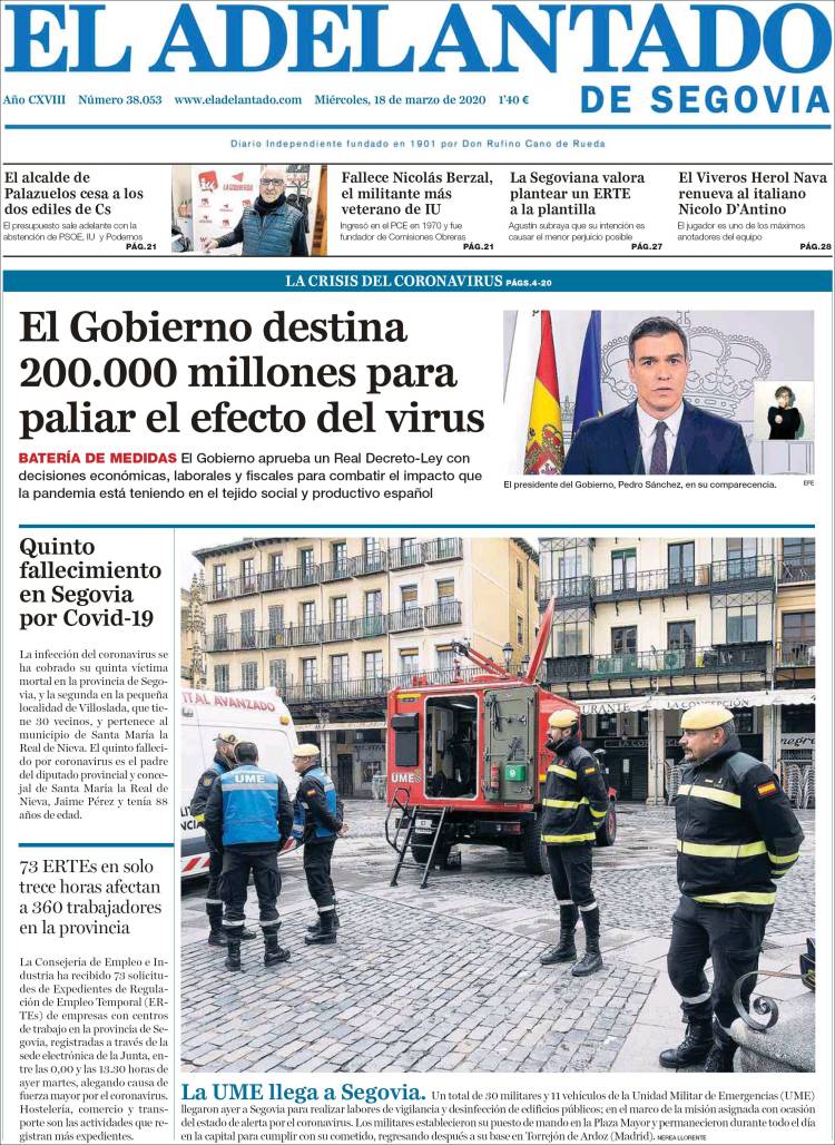 Portada de El Adelantado de Segovia (Espa&ntilde;a)