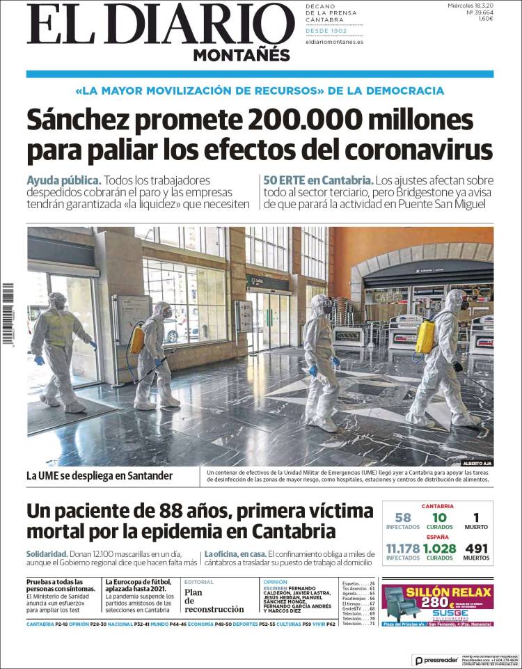Portada de El Diario Montañés (Espa&ntilde;a)