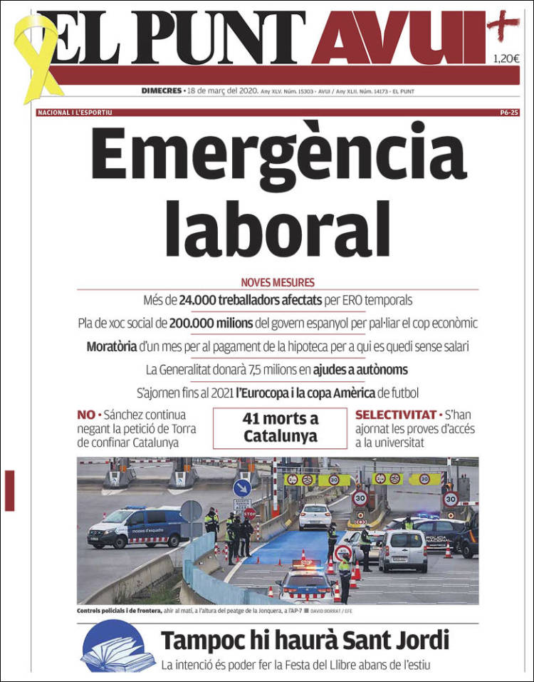 Portada de El Punt Avui (Espa&ntilde;a)