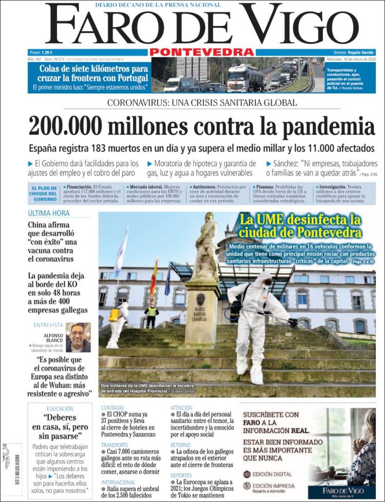 Portada de El Faro de Vigo - Pontevedra (Espa&ntilde;a)