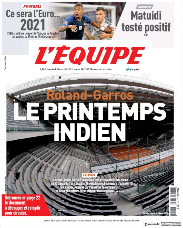 Portada de L'Equipe (Francia)