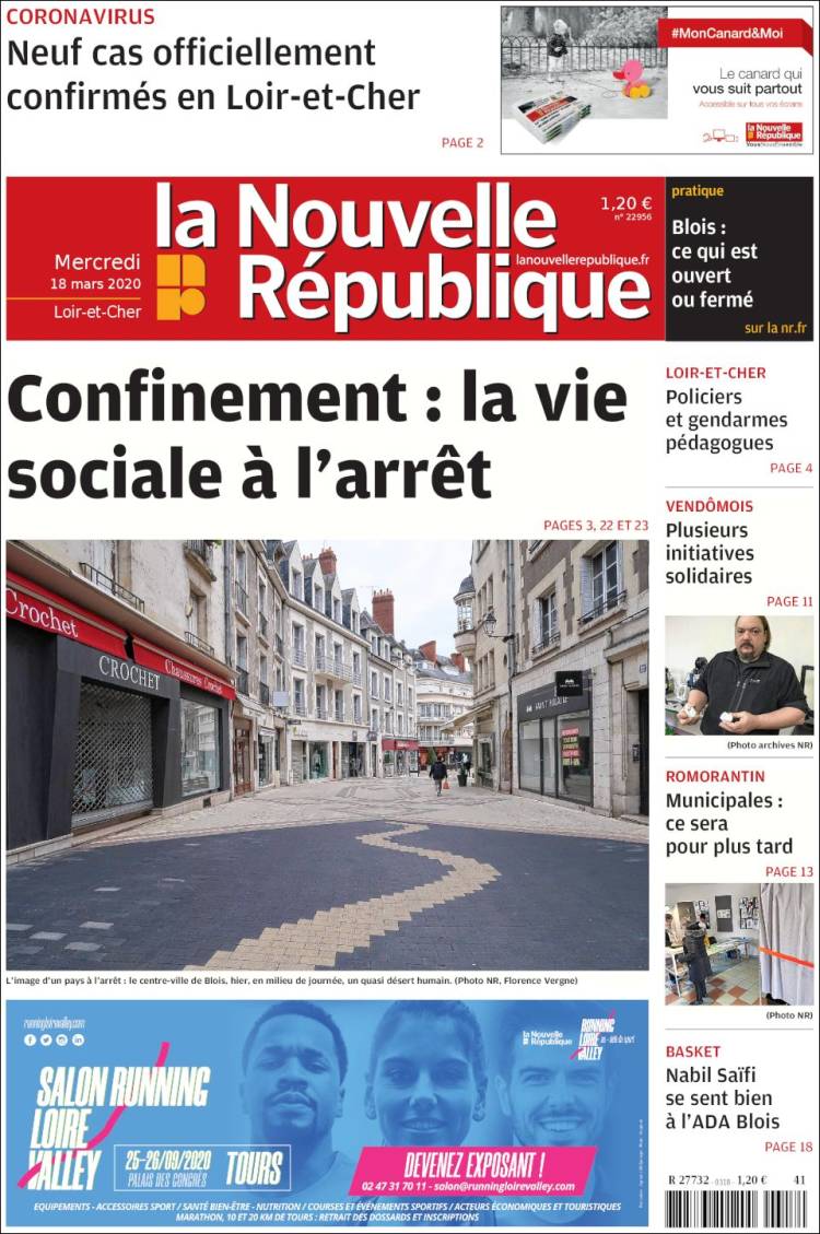 Portada de La Nouvelle Republique (Francia)
