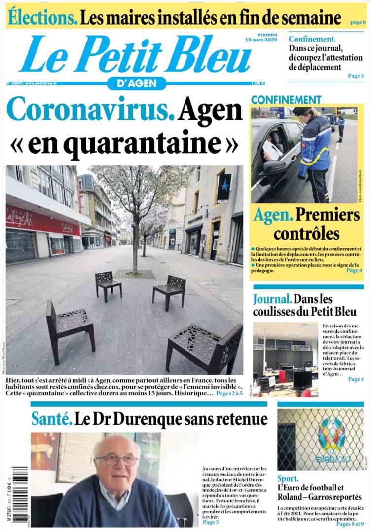 Portada de Le Petit Bleu (Francia)