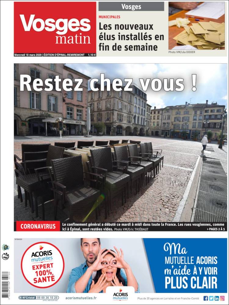 Portada de Vosges Matin (Francia)