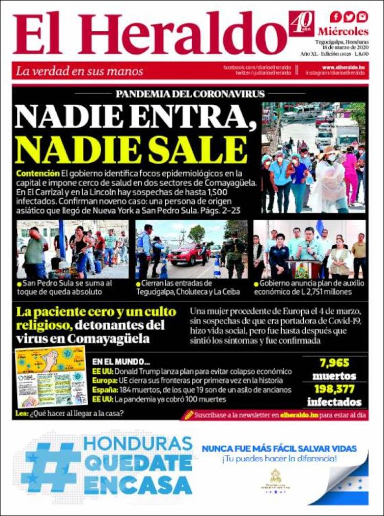 Portada de El Heraldo (Honduras)