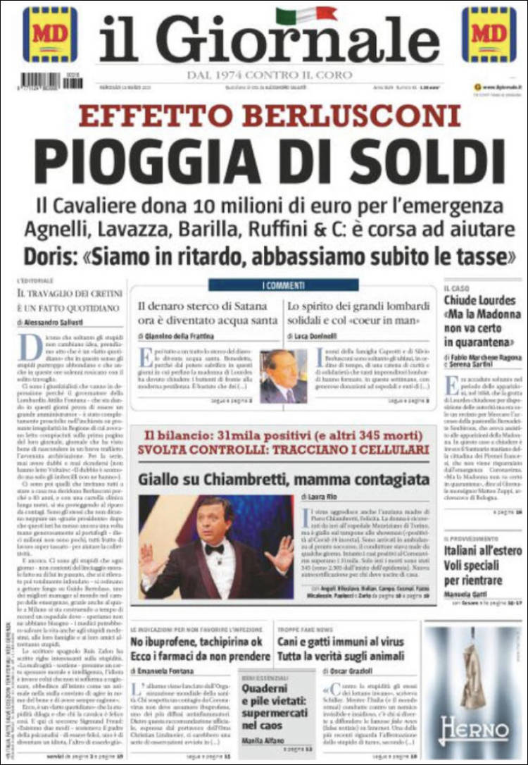 Portada de il Giornale (Italia)