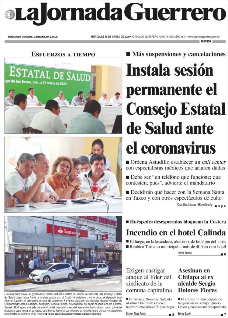 Portada de La Jornada de Guerrero (M&eacute;xico)