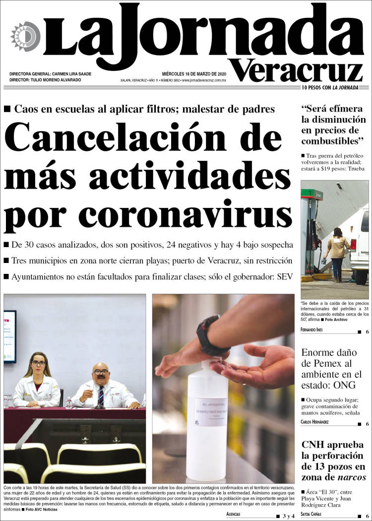 Portada de La Jornada Veracruz (M&eacute;xico)