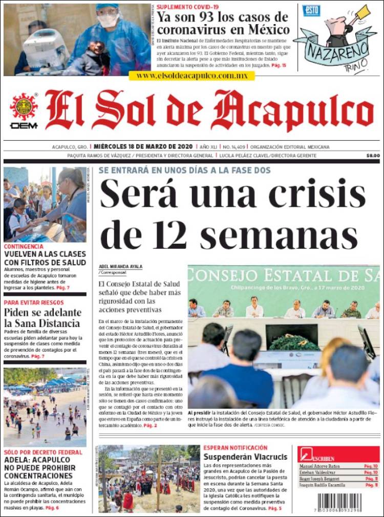 Portada de El Sol de Acapulco (M&eacute;xico)