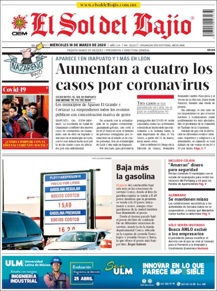 Portada de El Sol del Bajio (M&eacute;xico)