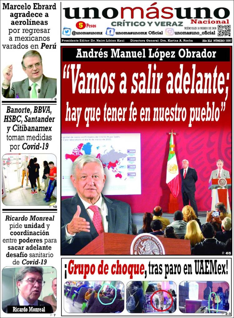 Portada de unomásuno (M&eacute;xico)