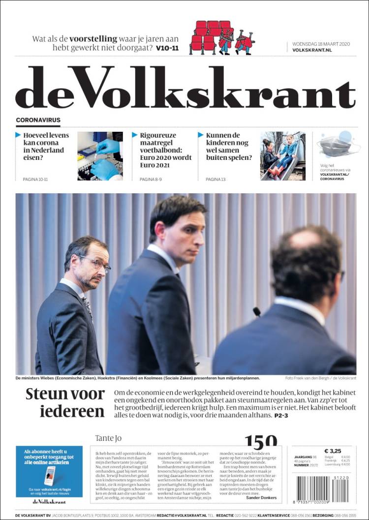 Portada de De Volkskrant (Pa&iacute;ses Bajos)