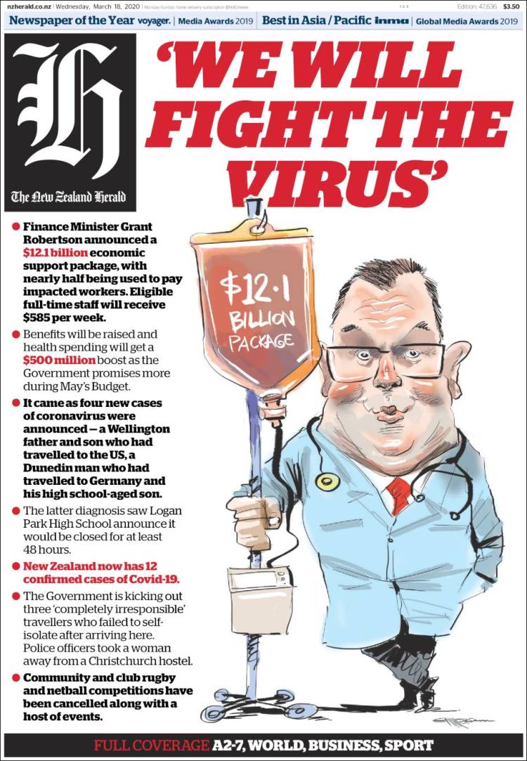 Portada de The New Zealand Herald (Nueva Zelanda)