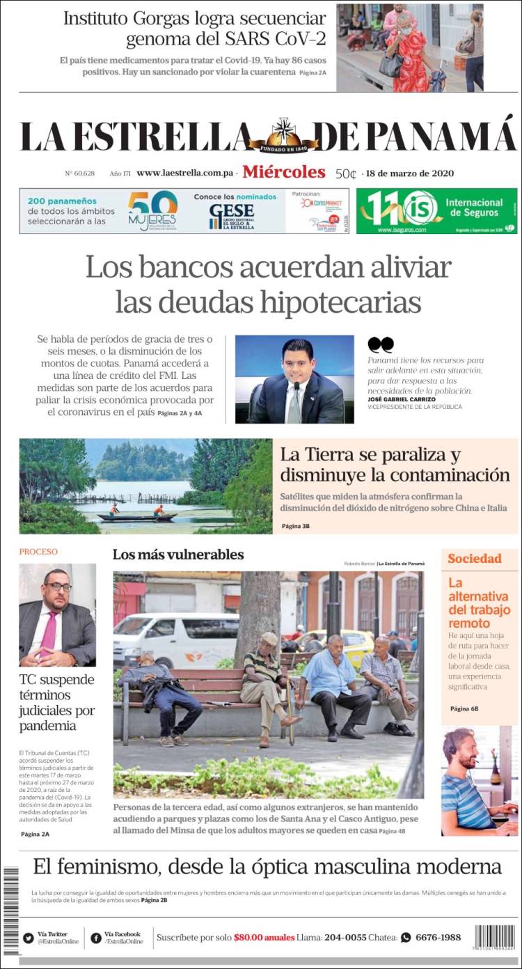 Portada de La Estrella de Panamá (Panam&aacute;)