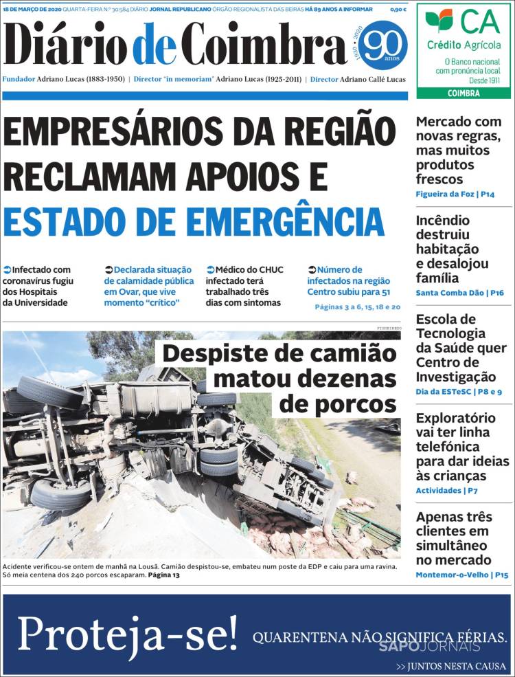 Portada de Diário de Coimbra (Portugal)