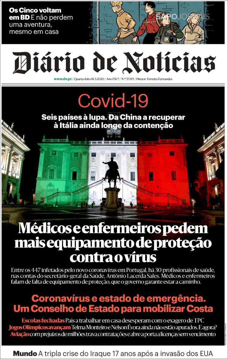 Portada de Diário de Noticias (Portugal)