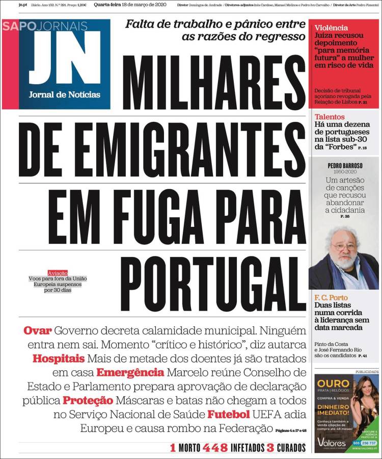 Portada de Jornal de Notícias (Portugal)