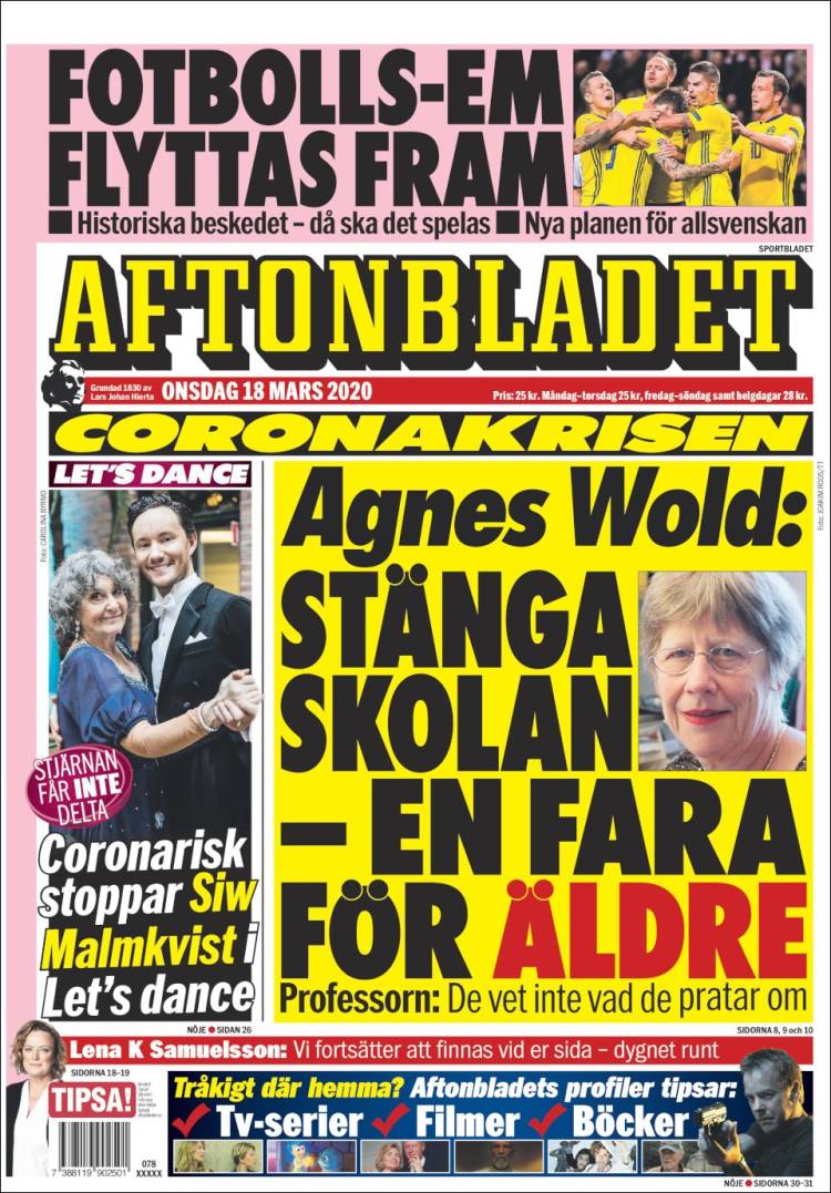 Portada de Aftonbladet (Suecia)
